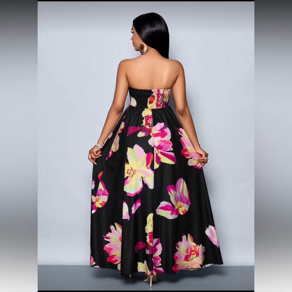 Floral Strapless Maxi Dress - Picture 2 of 4